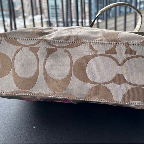 Coach Poppy Daisy Gold Applique Optic C Y2K Tote Shoulder Bag RARE - Picture 11 of 15